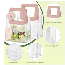 6 Stück - transparente Geschenktüte mit Griff, kleine transparente PVC-Geschenktüte aus schwerem Material, wiederverwendbare PVC-Tasche, Geschenktüte für Hochzeit, Shopping, Brautjungfern-Geschenk, Valentinstag-Geschenk