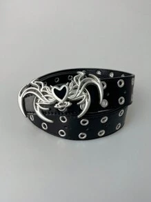 1pc Casual, Retro, Sexy Street Style, Light Business Cross Leather PU (Polyurethane) Metal Eyelets Belt, Cross Buckle Detachable Double-Sided Unisex Belt, Spring/Summer New, Suitable For All Seasons, Valentine's Day Gift
