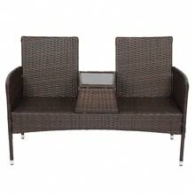 131*61*83cm Disassembled Iron Frame Brown Gradient Rattan Lover Chair