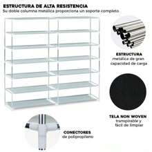 Organizador de zapatos, Zapatera Doble de 6 niveles, Zapatera con cubierta Antipolvo, Zapateras para habitaciones o entradas, Organizadores dobles, Zapateras - Multicolor - Ver 4