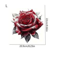 Vintage Red Roses Iron-On Transfer Decals - Perfect For T-Shirts & Apparel, Durable HTV Vinyl Stickers