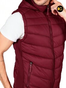 Big City Lightweight Padded Men's Vest With Hood - 紅色 - 查看 4