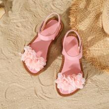 زوج واحد من الصنادل الكاجوال للبنات/الأطفال المزينة بالفراشات والزهور، مناسبة لفصلي الربيع والصيف