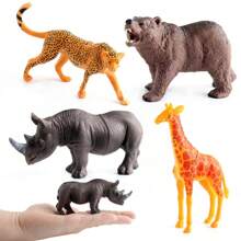 Realistic Animal Model Figurines, Lion, Tiger, Rhino, Hippopotamus, Giraffe Ornamental Collectibles