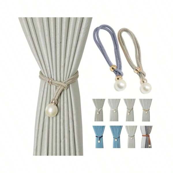 Kit Com 2 Prendedor Anel Fivela Fixo Para Cortina Pérola Enfeite Decorativo