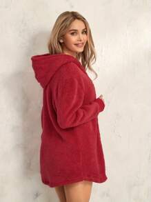 Women Plush Pajamas Set 3 Pieces Loungewear Suits Solid Color Long Sleeve Hoodies Cardigan Tank Tops Shorts Sleepwear Outfits