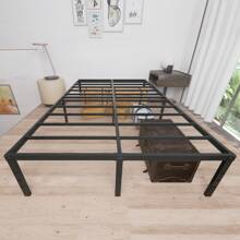 VA-Estructura de cama de metal cerúleo de 41,5 cm de altura con espacio de almacenamiento debajo de la cama - estructura de cama de metal con plataforma para adolescentes y adultos - negro