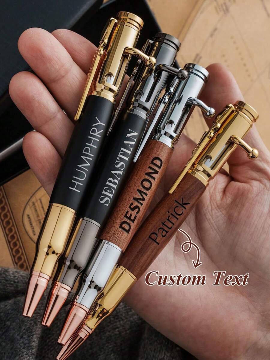 刻字步枪笔套装礼品，定制笔，个性化栓动式钢笔，个性化木质钢笔，爸爸礼物，伴郎礼物，多功能，防水，装饰性，可重复使用，色彩缤纷，复古，可爱，现代，定制，个性化，独特，适合青少年，初中生，中学生，大学生，大一，大二，低年级学生，多功能，装饰性，商务/工作/办公，学校，定制圆珠笔，舒适易用，办公室装饰，DIY，教师礼物