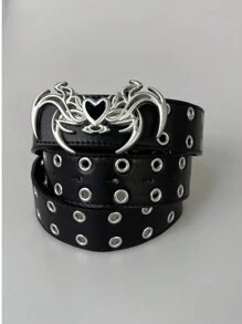 1pc Casual, Retro, Sexy Street Style, Light Business Cross Leather PU (Polyurethane) Metal Eyelets Belt, Cross Buckle Detachable Double-Sided Unisex Belt, Spring/Summer New, Suitable For All Seasons, Valentine's Day Gift