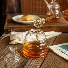 1pc Honey Dipper Multi-Functional Food Utensil, Honey Stirring Spoon, Creative Cute Glass Long Handle Coffee Jam Mixer,School Supplies