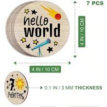 7pièces/set Cartes rondes en bois gravées recto-verso pour étapes de développement, cartes-cadeaux pour photographie, cartes mensuelles, étapes de développement photographique, fournitures scolaires, rentrée scolaire