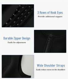 Men Compression Shirt For Body Slimming Tank Top Shaper Tight Undershirt Tummy Control Girdle - 黑色 - 查看 4