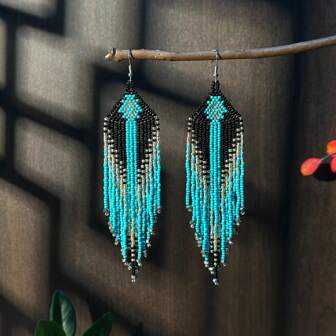 Bohemian beaded örhängen, glaspärla tofs örhängen, American Style Seed Bead örhängen, 100 % handgjorda, Lämplig för dagligt bruk, Alla hjärtans dag present, mamma, mor, mors dag, present