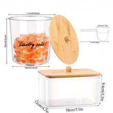 3 Packs Laundry Powder Container Jars And Acrylic Dryer Sheet Holder With 2 Scoops & Labels Large Capacity Laundry Room Organization Jars With Lids For Laundry Detergent Laundry Pods Organizing - Transparent - View 5