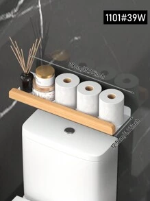 1件装白色/黑色木质浴室收纳架，多功能马桶架，免钻孔壁挂式收纳架，可存放洗漱用品和卫生纸，节省空间，浴室收纳整理，浴室配件，浴室工具，浴室用品 - 彩色 - 查看 12