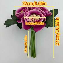 1 set contenente 12 pezzi di fiori di peonia finti in seta, 7 peonie in seta e 5 piante verdi, adatti per decorazioni per fidanzamenti, matrimoni, casa e cucina