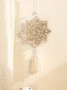 1pc Wooden Moon Star Hanging Ornaments With Tassels Khaki Moon Ornaments For Wedding Birthday Party Crafts Gift - Wooden Hanging - View 7