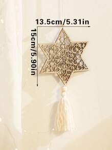 1pc Wooden Moon Star Hanging Ornaments With Tassels Khaki Moon Ornaments For Wedding Birthday Party Crafts Gift - Wooden Hanging - View 4