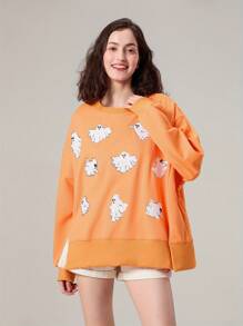 Halloween Ghost Jumper - Orange - View 9