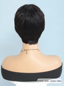 Short Wig With Bangs Pixie Cut Bangs Wig Human Hair Machine Made Wig For Women