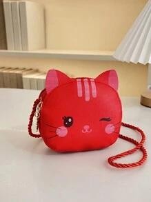 1 件 PU 拉链开合时尚卡通眨眼猫可爱零钱包，单肩斜挎圆包韩国迷你外出包，小众设计，舒适百搭的肩带，适合日常外出游玩，送礼佳选 - 貓咪零錢包 - 查看 14