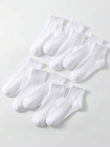 5 paia/10 paia/20 paia Calze invernali da donna spesse nere e bianche, alla moda, casual, confortevoli, traspiranti, anti-odore, adatte per sport all'aperto, corsa, fitness, calze a compressione fino al ginocchio, calze alte nere e bianche adatte per affari e vacanze rilassanti
