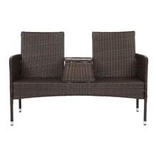 131*61*83cm Disassembled Iron Frame Brown Gradient Rattan Lover Chair