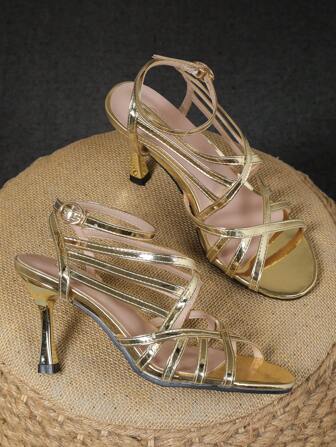 尖头细高跟带扣高跟凉鞋，女士百搭派对高跟鞋