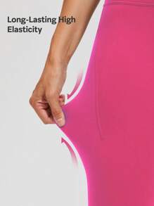 AFZ Women High Waist Slim Fitting Leggings Inseam 24IN Side Pocket Waist Pocket Skinny Pants - Electric Rose Red - View 4