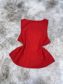 Women's Social Blouse Tank Top Wide Strap Marrant Fabric Fashion - Đỏ - Xem 3