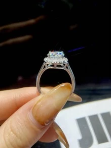 1Pc Simple Six-Claw Diamond 2-3ct Moissanite Diamond Wedding Band Ring Design D Color S925 Sterling Silver Ring,Suitable For Engagement, Wives, Girlfriends, Birthday Gifts, Anniversary Gifts Bridal Fine Jewelry