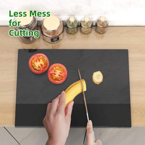 Black/Transparent 1 Piece Kitchen Counter Acrylic Cutting Board, Black Cutting Board, Non-Slip Cutting Board With Counter Lip, Large Cutting Board For Kitchen Family Dining Room . Very Good Kitchen Gadgets