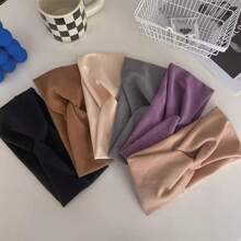 1 件装女士双层头带纯色头巾发饰适合洗漱、瑜伽、运动、跑步、健身头带 - 多种 - 彩色 - 查看 3