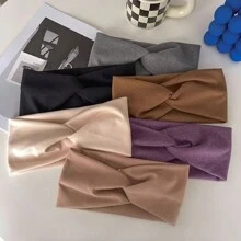 1 件装女士双层头带纯色头巾发饰适合洗漱、瑜伽、运动、跑步、健身头带 - 多种 - 彩色 - 查看 2