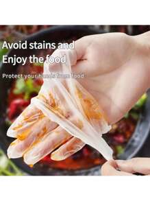 100 pièces de gants jetables en TPE - sans latex et sans poudre, imperméables pour la cuisine, la pâtisserie, le nettoyage, les salons, transparents pour une utilisation domestique, le salon de coiffure, le restaurant, l'hôtel