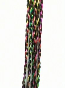 1pc 16/12 Inch Girls Colorful Fashion Synthetic Braided Hair Extensions, Kids Ponytail Extension, Colored Hair Strands, Boxer Braid Hair Piece With Elastic Band, Suitable For Women, Girls & Children As Daily & Party Decoration (Pink, Blue, Colorful)