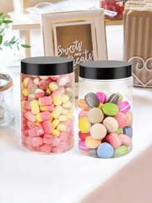 1pc Customized Clear Plastic Jars With Lids, Refillable, Leakproof, Short-Term Food Storage Containers, Clear Plastic Jars For Dried Fruits And Snacks - Multicolor - View 6