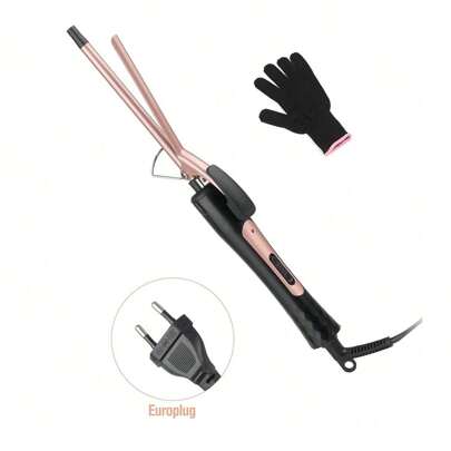 9 mm fin locktång, 2 värmeinställningar, Corn Curl Design, Clip-On handtag för säkrare användning, inkluderar värmebeständig handske