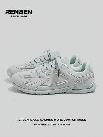 RENBEN 1 双女式轻便休闲复古运动鞋，舒适经典低帮平底厚底鞋，适合 2024 年秋冬