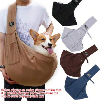 1 pieza Portador de arnés para perro cómodo y espacioso - Bolso bandolera para mascotas - Mochila transportadora para gatos y perros - De poliéster transpirable, bolso para el hombro de mascotas - Con bolsillo para teléfono, ligero, adecuado para uso en exteriores - Para mascotas de menos de 15 libras, mascotas pequeñas/medianas, suministros para gatos, suministros para perros, accesorios para mascotas