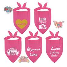 Valentine's Day Dog Bandana, Heart Pattern Party Scarf, Pet Bib, Different Patterns Available, Multiple Colors, Customizable With Personal Info Such As Name