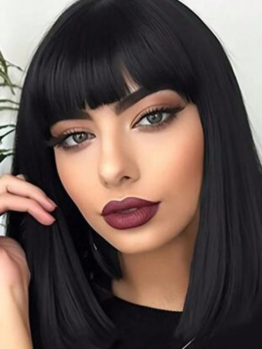 stylish-12-inch-bob-wig-with-full-bangs-easy-to-style-synthetic-hair