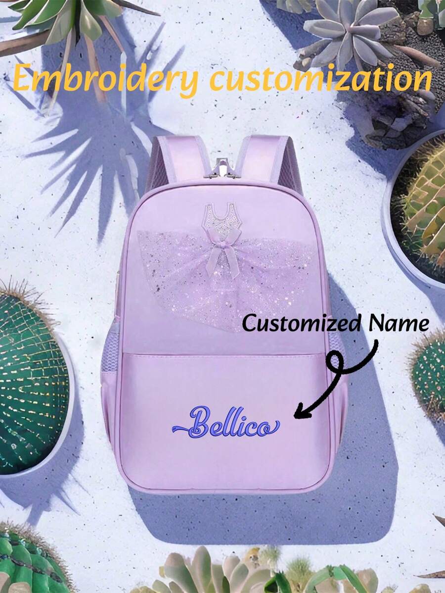 1 szt. Dostosowana nazwa torba do tańca, bardzo modna cekinowa spódnica do tańca dla dziewcząt plecak, duża pojemność wodoodporny plecak dla ucznia, wielofunkcyjna torba podróżna, haftowana torba na listy, odpowiednia do codziennego użytku i jako torba na Boże Narodzenie, powrót do szkoły, prezent urodzinowy dla dzieci torby dla kobiet