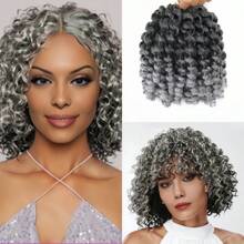 DWNSEN 3Packs 2X Ringlet Wand Curl 8Inch Jamaican Bounce Crochet Hair Synthetic Crochet Braids Hair Extensions Crochet Braiding Hair 24 Roots (8Inch (Pack Of 3) - Xám - Xem 4