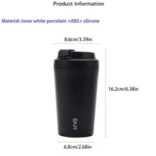 1 件新款时尚简约 304 不锈钢咖啡杯，380 毫升陶瓷内胆经典隔热杯，便携式双层陶瓷杯，男女通用旅行水杯，适合送礼、户外、汽车、办公室、多用途返校