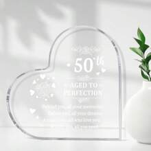 Inspirational 50th Birthday Gift - Art Decor Style Acrylic Pedestal With Motivational Message - Elegant Clear Acrylic Keepsake For Family, Friends, Loved Ones - No Electricity Needed