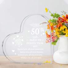 Inspirational 50th Birthday Gift - Art Decor Style Acrylic Pedestal With Motivational Message - Elegant Clear Acrylic Keepsake For Family, Friends, Loved Ones - No Electricity Needed