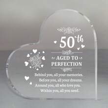 Inspirational 50th Birthday Gift - Art Decor Style Acrylic Pedestal With Motivational Message - Elegant Clear Acrylic Keepsake For Family, Friends, Loved Ones - No Electricity Needed