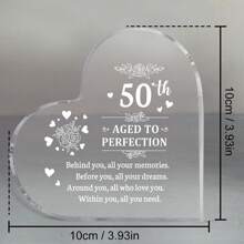 Inspirational 50th Birthday Gift - Art Decor Style Acrylic Pedestal With Motivational Message - Elegant Clear Acrylic Keepsake For Family, Friends, Loved Ones - No Electricity Needed