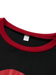 Conjunto de pijama navideño para hombre a juego, camiseta de manga larga con estampado de letras y pantalón de cuadros. - Negro - Ver 6